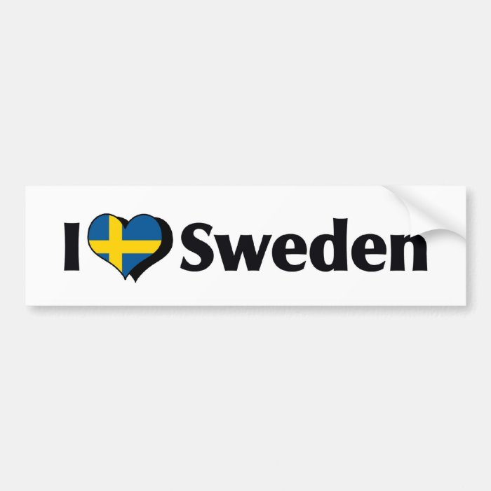 I Love Sweden Flag Bumper Stickers