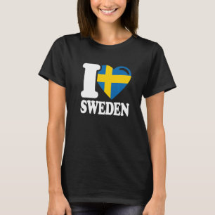 I Love Sweden Homeland Swedish Flag Sweden  T-Shirt