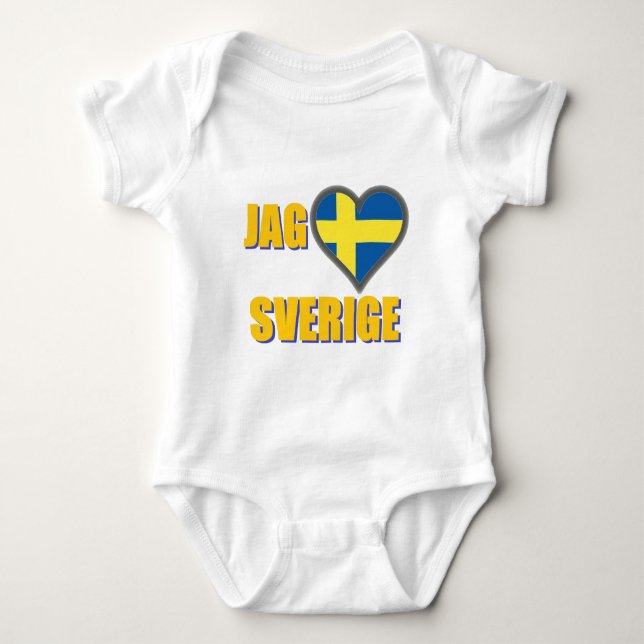 I Love Sweden (Jag Älskar Sverige) Baby Bodysuit (Front)
