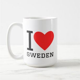 I love sweden square sticker coffee mug