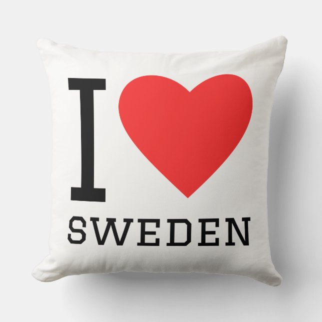 I love sweden square sticker throw pillow (Front)