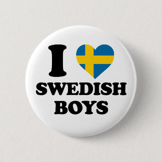 I Love Swedish Boys Sweden Flag Heart Button