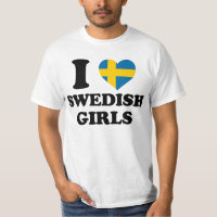 I Love Swedish Girls Heart Flag