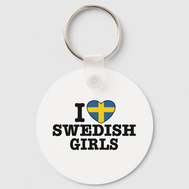 I Love Swedish Girls Keychain (Front)
