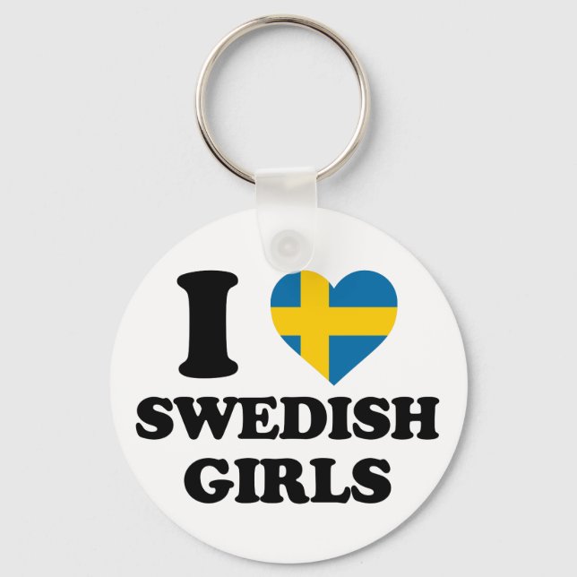 I love Swedish girls Keychain (Front)