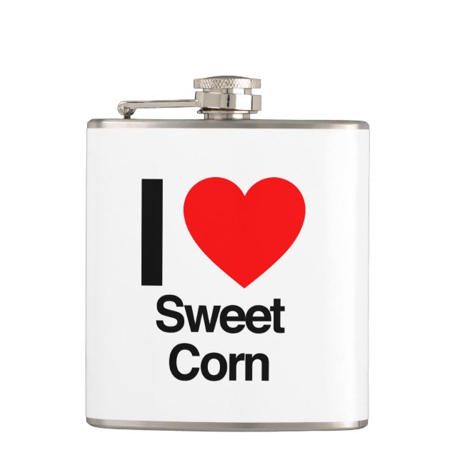 i love sweet corn hip flask (Front)