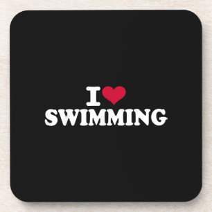 I love swimming beverage coaster