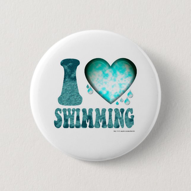 I Love Swimming Button (Front)