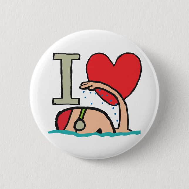 I Love Swimming Button (Front)