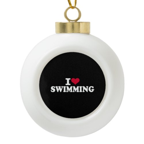 I love swimming ceramic ball christmas ornament