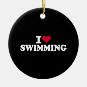 I love swimming ceramic ornament