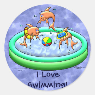 I Love Swimming! Classic Round Sticker