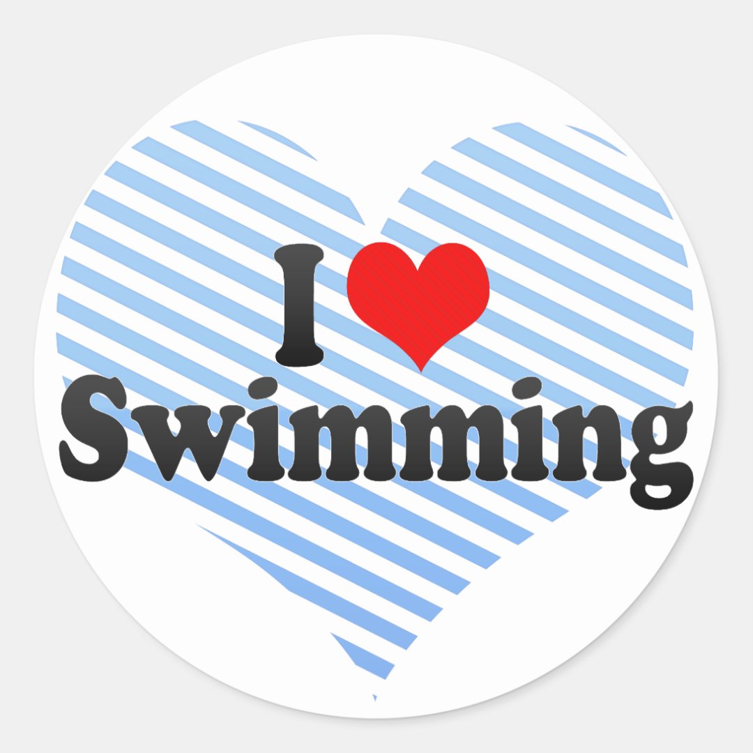 I Love Swimming Classic Round Sticker | Zazzle