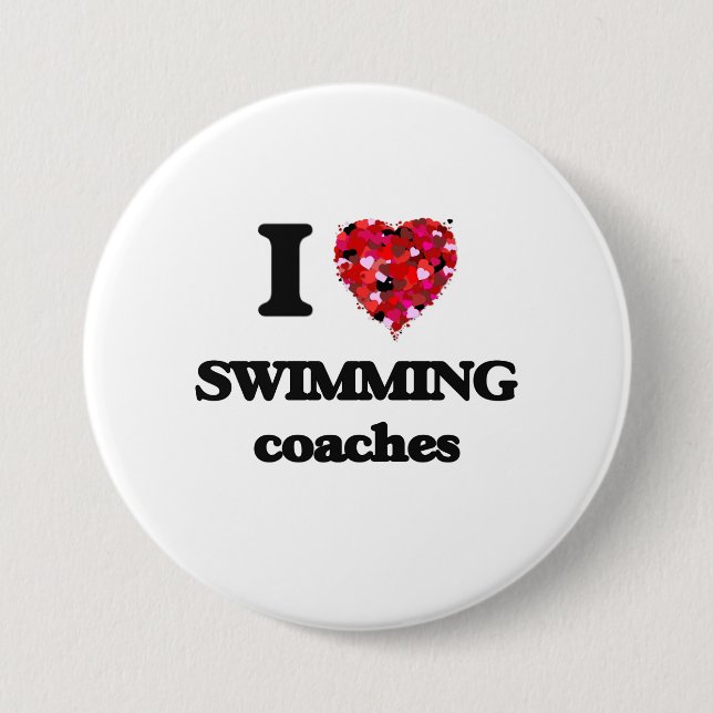 I love Swimming Coaches Pinback Button (Front)