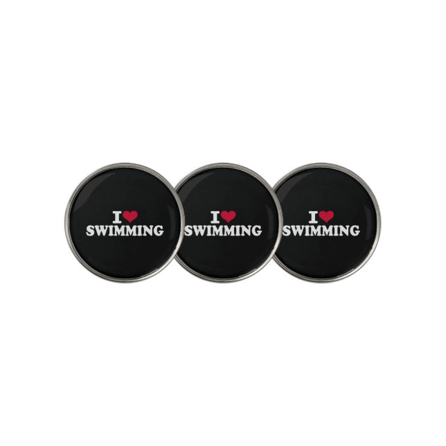 I love swimming golf ball marker (3 Up)