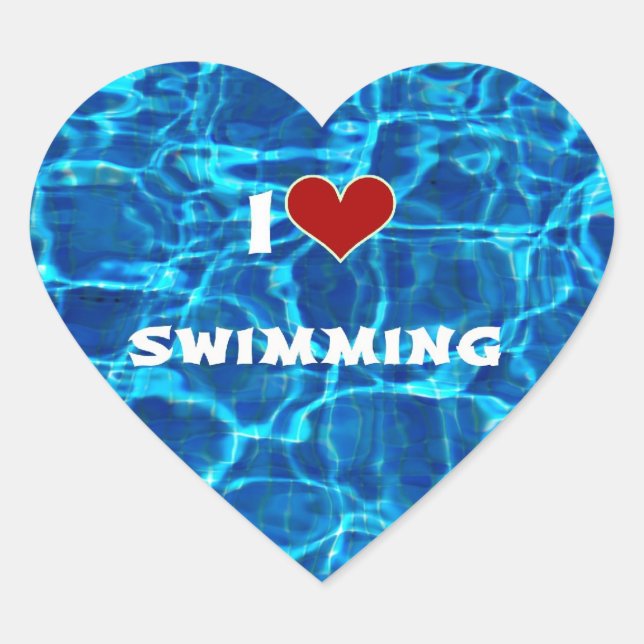I Love Swimming Heart Sticker (Front)