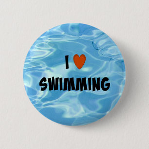 I Love Swimming--Inviting Blue Water  Button