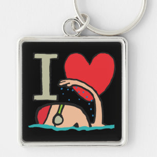 I Love Swimming Keychain