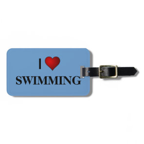 I LOVE SWIMMING LUGGAGE TAG