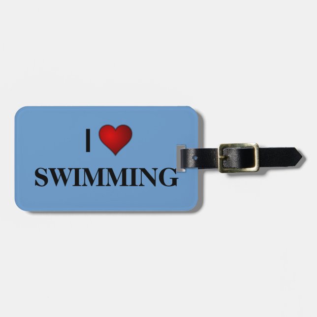 I LOVE SWIMMING LUGGAGE TAG (Front Horizontal)