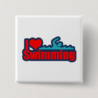 I Love Swimming Pinback Button