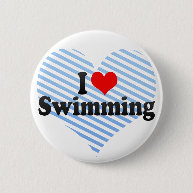 I Love Swimming Pinback Button (Front)