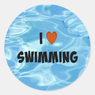 I Love Swimming--The Inviting Blue Water, Classic Round Sticker