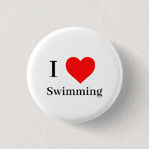 I love Swimming Typography & Red Heart Button