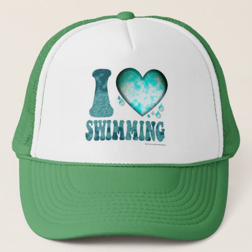 I Love Swimming Water Sports Fun Logo Art Trucker Hat