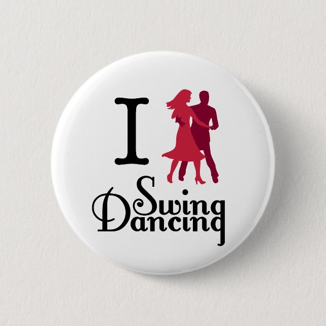 I Love Swing Dancing Pinback Button (Front)