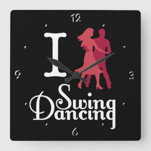 I Love Swing Dancing Square Wall Clock