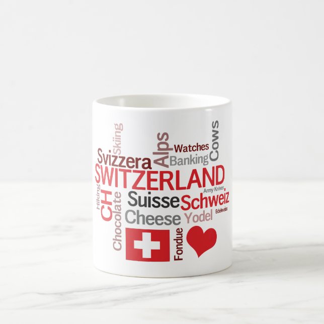 I Love Switzerland Favorite Swiss Things Coffee Mug (Center)