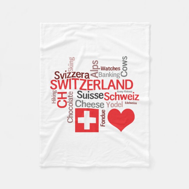 I Love Switzerland - Favorite Swiss Things Fleece Blanket (Front)