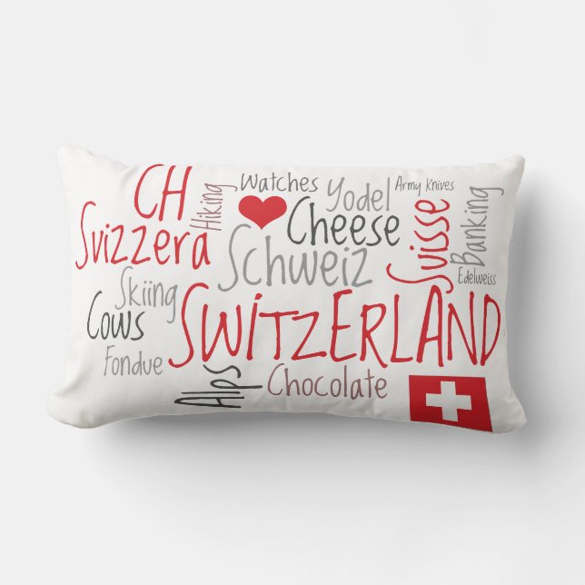 I Love Switzerland Favorite Swiss Things Lumbar Pillow (Front)