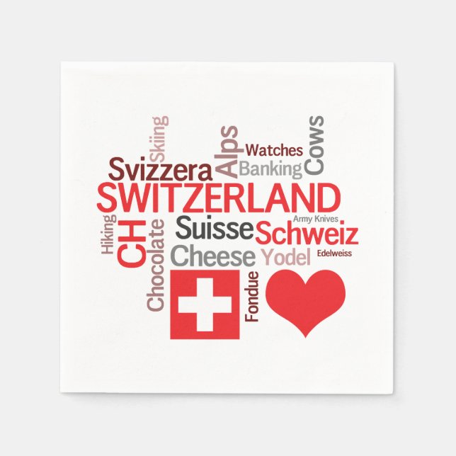 I Love Switzerland - Favorite Swiss Things Paper Napkins (Front)