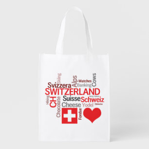 I Love Switzerland - Favorite Swiss Things Reusable Grocery Bag