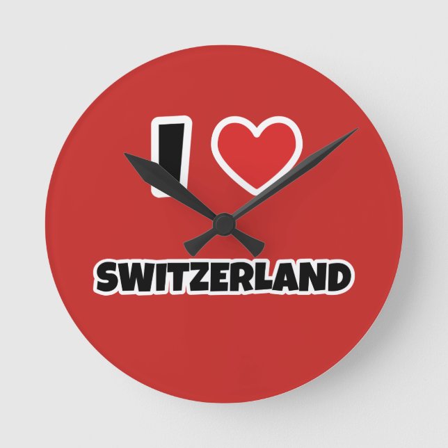 I love Switzerland Round Clock (Front)