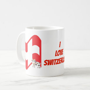 I love Switzerland   Swiss flag and cow coffee mug