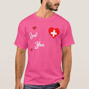 I Love Switzerland With The Swiss Flag In a Heart T-Shirt