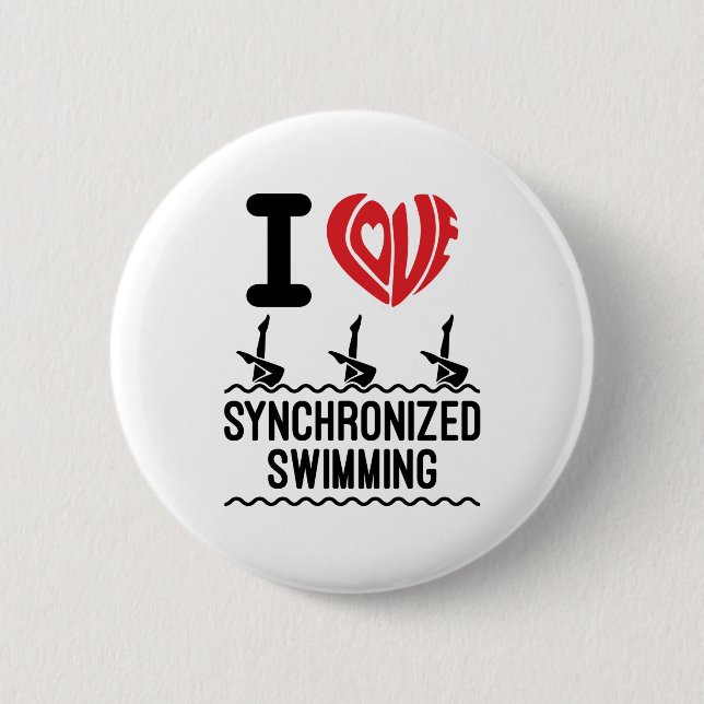 I Love Synchronized Swimming Button (Front)