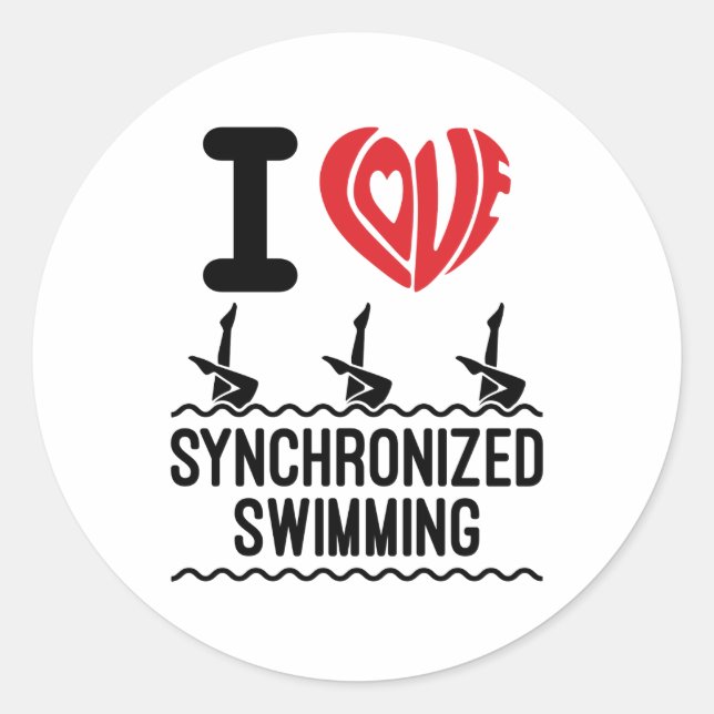 I Love Synchronized Swimming Classic Round Sticker (Front)