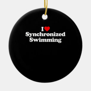 I Love Synchronized Swimming Heart Souvenir Funny Ceramic Ornament