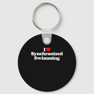 I Love Synchronized Swimming Heart Souvenir Funny Keychain