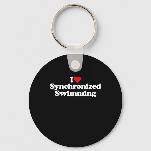 I Love Synchronized Swimming Heart Souvenir Funny Keychain (Front)