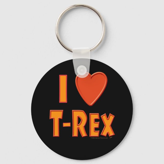I Love T-Rex Tyrannosaurus Rex Dinosaur Lovers Keychain (Front)