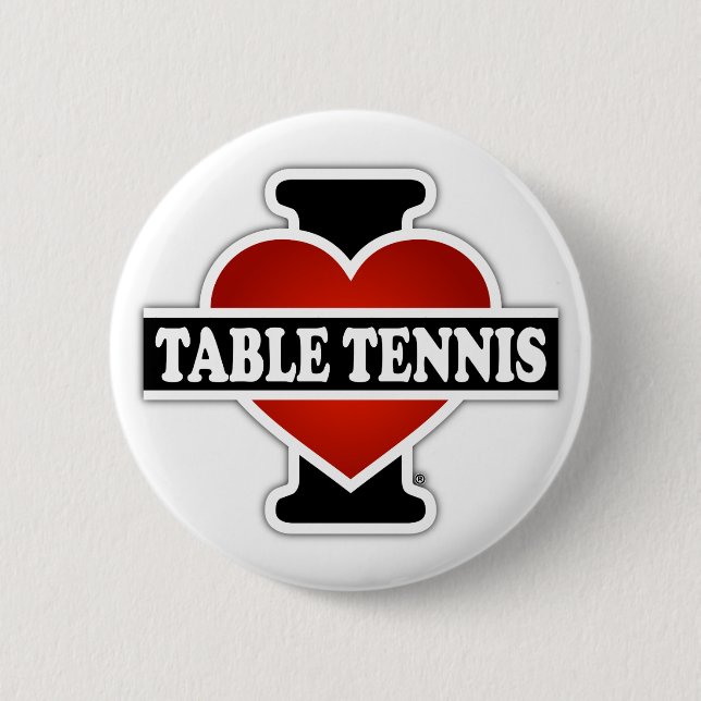 I Love Table Tennis Pinback Button (Front)