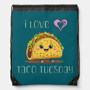 I Love Taco Tuesday Drawstring Bag