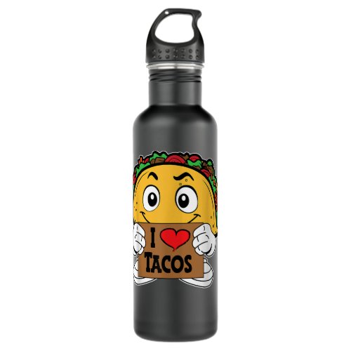 I Love Tacos Cartoon Taco  Stainless Steel Water Bottle
