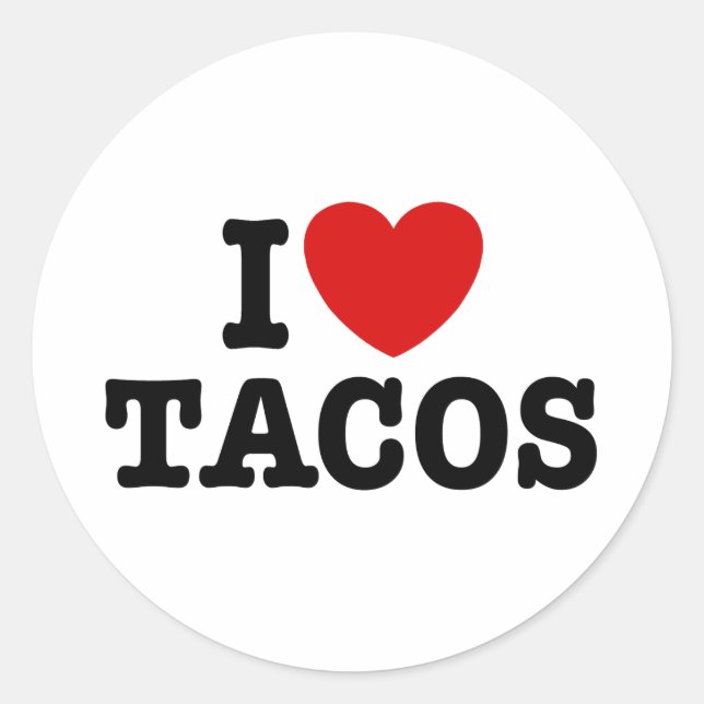 I Love Tacos Classic Round Sticker (Front)