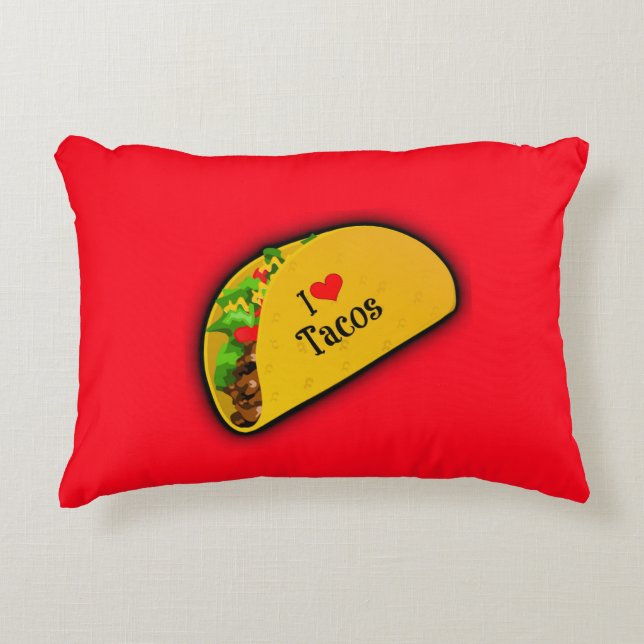 I Love Tacos Decorative Pillow (Front)